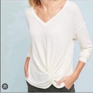 Anthropologie Akemi +Kim knit front waffle top
